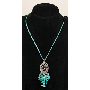 Кулон из амазонита, галтовка, коннектор "плющ"