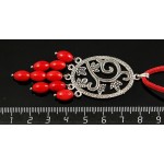 Кулон из коралла красного, рис, коннектор "плющ"