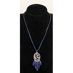 Кулон из лазурита, чипсы 5-6мм, коннектор "плющ"