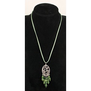 Кулон из нефрита, овалы, коннектор "плющ"