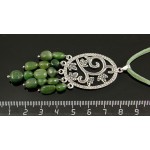 Кулон из нефрита, овалы, коннектор "плющ"