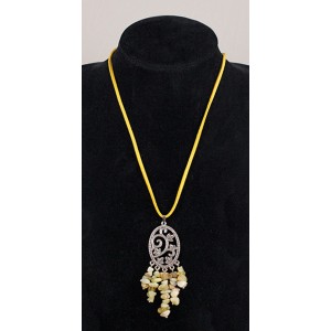 Кулон из опала желтого, галтовка, коннектор "плющ"