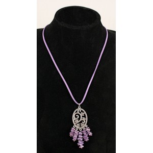 Кулон из чароита, галтовка, коннектор "плющ"