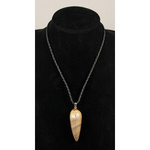 Кулон яшма песочная на плетеном шнуре из искусственной кожи