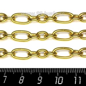 Цепочка Комбинированные звенья, 2 размера 8*1,5 мм 18*1,5 мм, нержавеющая сталь, покрытие оксид титана, цвет золотой, 1 метр/упаковка