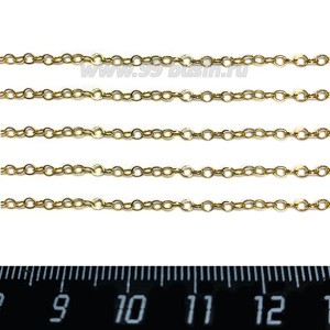 Цепочка тонкая "Колечки" нержавеющая сталь, запаянные звенья диаметр 2 мм, толщина звена 0,3 мм, Покрытие оксид титана цвет золотой, 1 метр