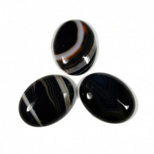 Кабошон из агата черного, овал 40х30мм