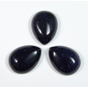 Кабошон из авантюрина синего (иск.) капля, 15*20*7мм.