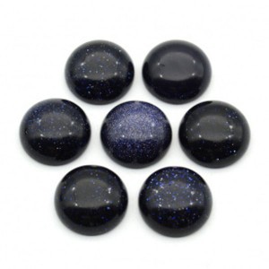 Кабошон из авантюрина синего (искусственного) круг, 15*15*6мм.