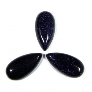 Кабошон из авантюрина синего (искусственного)капля, 15*30*6,5мм.