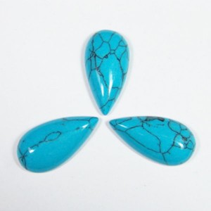 Кабошон из бирюзы (иск.) капля, 15*30*7мм.