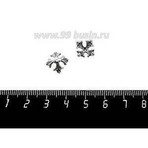 Шапочка для бусин ювелирная Королевская 10*6 мм, для бусины диаметром 8 мм, оксидированное посеребрение 12 мкн, 1 штука