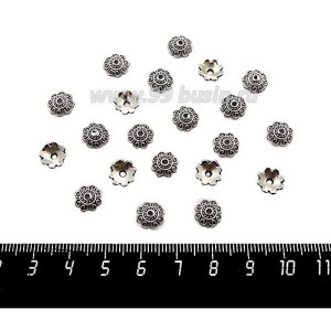 Шапочка для бусин Завитки, 8*2,5 мм, цвет старое серебро, 20 штук/упаковка Шапочка для бусин Завитки, 8*2,5 мм, цвет старое серебро, 20 штук/упаковка