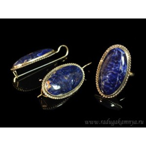 Кольцо и серьги содалит овал,  размер-17,5