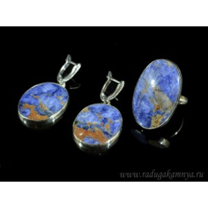 Кольцо и серьги содалит овал,  размер-19