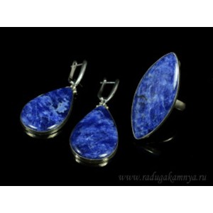 Кольцо и серьги содалит,  размер-17