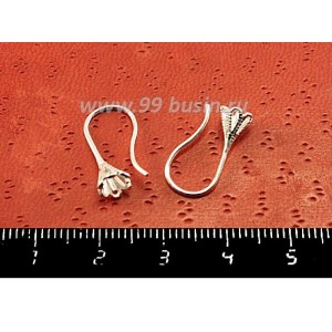 Швензы крючок Колокольчик в росинках, со штифтом, цвет светлое серебро 18*6 мм, 2 пары Китай