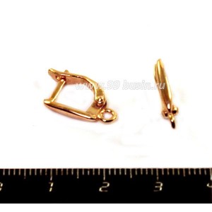 Швензы ювелирные Зернышко крупное 15*10 мм, розовая позолота 0,45 мк Россия 1 пара