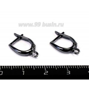 Швензы ювелирные №80, 15*10 мм, чёрное оксидированное посеребрение 12 мкн, гипоаллергенные 1 пара, производство Россия