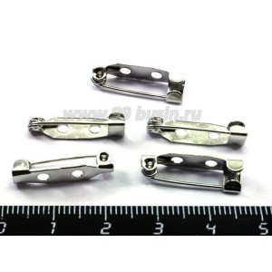 Основа для броши 20 мм 2 отверстия, цвет никель, застежка Крючок, 10 штук/упаковка