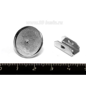 Основа для резинки для волос с площадкой с бортиком 20 мм (сборная из двух частей) цвет никель 1 штука