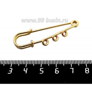 Булавка с 3 витыми кольцами 5 см, цвет золото 1 штука
