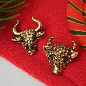 Брошь "Бык" 2 х 1.5см, форма МИКС, цвет коричневый в черёном золоте