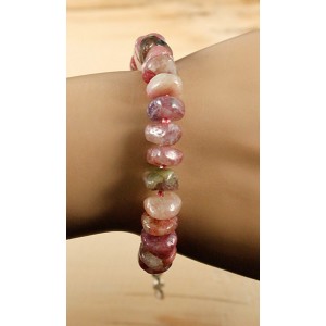 Браслет из турмалина, галтовка + шарик 6мм, на застежке