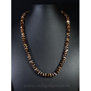 Бусы из перламутра диски 8мм цвет шоколадный, 53см