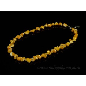 Бусы из перламутра тонированного галтовка 12*15мм желтый, 47см