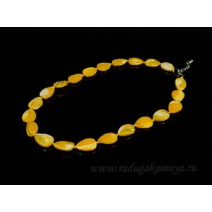 Бусы из перламутра тонированного капля 13*18мм желтый, 45см