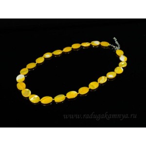 Бусы из перламутра тонированного овал 12*16мм желтый, 46см