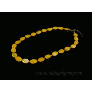 Бусы из перламутра тонированного овал 13*18мм жёлтый, 46см
