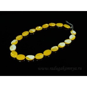 Бусы из перламутра тонированного овал 15*20мм жёлтый, 46см