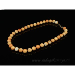 Бусы из перламутра шарик 10мм рыжий, 48см