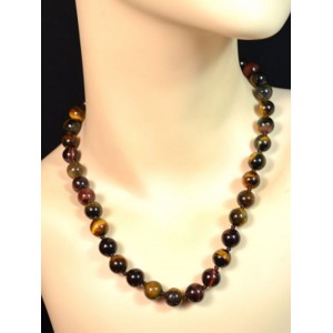Бусы из тигрового, бычьего, соколиного глаза шарик 10мм, 49см
