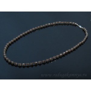 Бусы из раухтопаза (иск.) шарик с гранями 6мм матовый, 53см