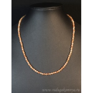 Бусы из Фианита шарик гр. 4мм, цвет  кремовый, 44см, 19,7гр.