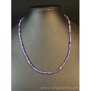 Бусы из Фианита шарик гр. 4мм, цвет  сиреневый, 45см, 20,5гр.