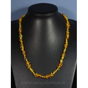 Бусы янтарные галтовка, крошка медовый, 59см