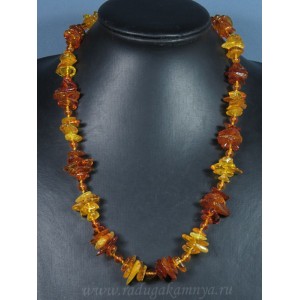 Бусы янтарные галтовка с шариком медовый, коньячный, 57см