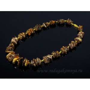 Бусы янтарные галтовка с шариком зеленый, лимонный, 57см