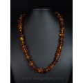 Бусы янтарные галтовка крупная коньячный, 55см
