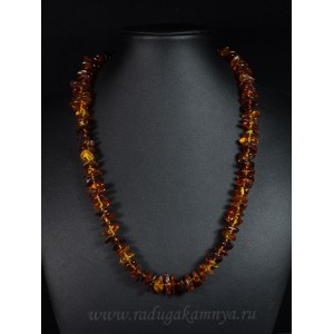 Бусы янтарные галтовка крупная коньячный, 55см