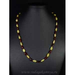 Бусы из янтаря галтовка молочно-медовый, коньячный, 55см