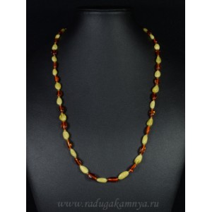 Бусы из янтаря галтовка молочно-медовый, св.коньячный, 55см