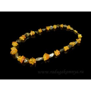 Бусы из янтаря галтовка с крошкой зеленый, медовый, 56см Бусы из янтаря галтовка с крошкой зеленый, медовый, 56см