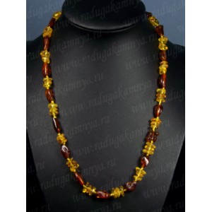 Бусы янтарь галтовка,крошка коньячный, медовый  45см.