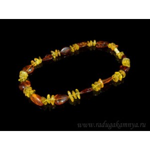 Бусы из янтаря галтовка, крошка коньячный, медовый, 50см