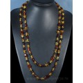 Бусы из янтаря галтовка, крошка коньячный, медовый, кофейный, 140см